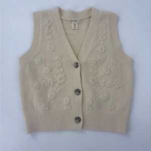 Jessica Simpson Cream Floral V-Neck Sweater Vest